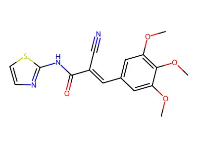 2-cyano-N-(1,3-thiazol-2-yl)-3-(3,4,5-trimethoxyphenyl)prop-2-enamide structure