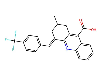 2-methyl-4-[[4-(trifluoromethyl)phenyl]methylidene]-2,3-dihydro-1H-acridine-9-carboxylic Acid structure