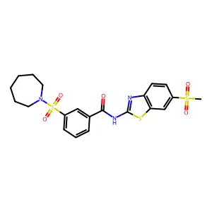 3-(azepan-1-ylsulfonyl)-N-(6-methylsulfonyl-1,3-benzothiazol-2-yl)benzamide structure