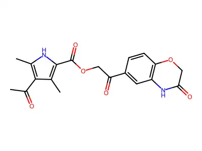 [2-oxo-2-(3-oxo-4H-1,4-benzoxazin-6-yl)ethyl] 4-acetyl-3,5-dimethyl-1H-pyrrole-2-carboxylate structure