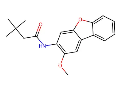 N-(2-methoxydibenzofuran-3-yl)-3,3-dimethylbutanamide structure