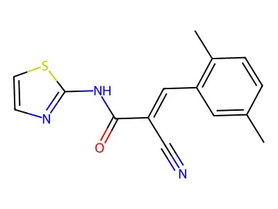 2-cyano-3-(2,5-dimethylphenyl)-N-(1,3-thiazol-2-yl)prop-2-enamide structure