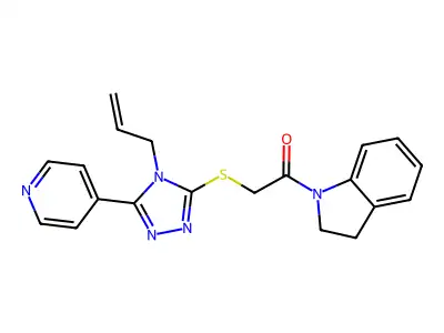 1-(2,3-dihydro-1H-indol-1-yl)-2-{[4-(prop-2-en-1-yl)-5-(pyridin-4-yl)-4H-1,2,4-triazol-3-yl]sulfanyl}ethanone structure