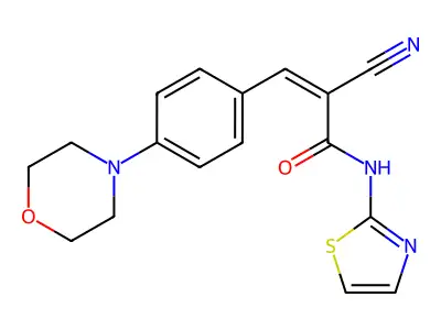 2-cyano-3-[4-(morpholin-4-yl)phenyl]-N-(1,3-thiazol-2-yl)prop-2-enamide structure