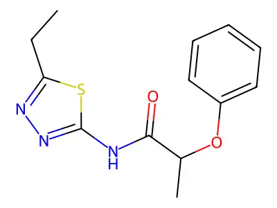 N-(5-ethyl-1,3,4-thiadiazol-2-yl)-2-phenoxypropanamide structure