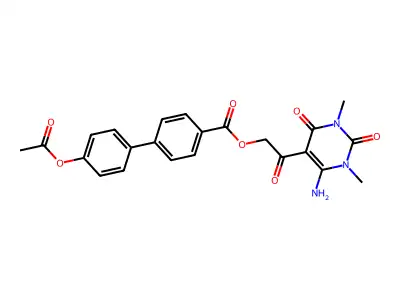 [2-(4-amino-1,3-dimethyl-2,6-dioxopyrimidin-5-yl)-2-oxoethyl] 4-(4-acetyloxyphenyl)benzoate structure