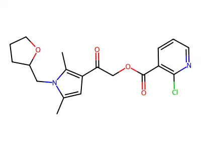 [2-[2,5-dimethyl-1-(oxolan-2-ylmethyl)pyrrol-3-yl]-2-oxoethyl] 2-chloropyridine-3-carboxylate structure