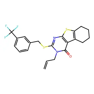 3-(prop-2-en-1-yl)-2-{[3-(trifluoromethyl)benzyl]sulfanyl}-5,6,7,8-tetrahydro[1]benzothieno[2,3-d]pyrimidin-4(3H)-one structure