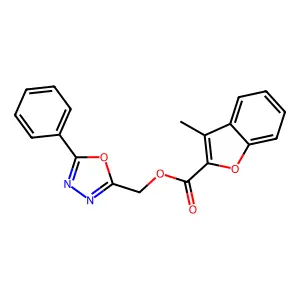 (5-Phenyl-1,3,4-oxadiazol-2-yl)methyl 3-methyl-1-benzofuran-2-carboxylate structure