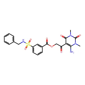 [2-(4-amino-1,3-dimethyl-2,6-dioxopyrimidin-5-yl)-2-oxoethyl] 3-(benzylsulfamoyl)benzoate structure