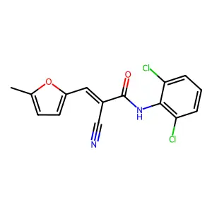 2-cyano-N-(2,6-dichlorophenyl)-3-(5-methylfuran-2-yl)prop-2-enamide structure