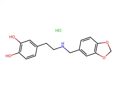 1,2-Benzenediol, 4-(2-((1,3-benzodioxol-5-ylmethyl)amino)ethyl)-, hydrochloride structure