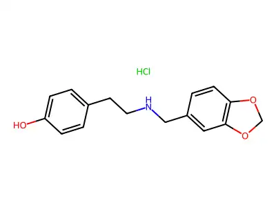 4-[2-(1,3-benzodioxol-5-ylmethylamino)ethyl]phenol,hydrochlo structure