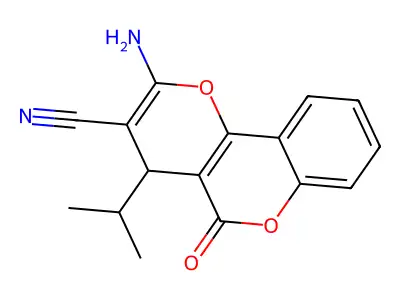 2-amino-5-oxo-4-propan-2-yl-4H-pyrano[3,2-c]chromene-3-carbonitrile structure