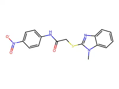 2-(1-methylbenzimidazol-2-yl)sulfanyl-N-(4-nitrophenyl)acetamide structure