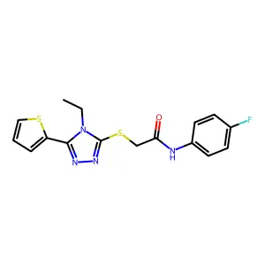 2-((4-ET-5-(2-Thienyl)-4H-1,2,4-triazol-3-YL)thio)-N-(4-fluorophenyl)acetamide structure