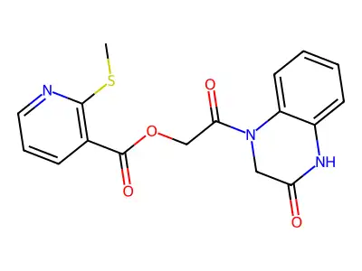 2-Oxo-2-(3-oxo-3,4-dihydroquinoxalin-1(2H)-yl)ethyl 2-(methylthio)nicotinate structure