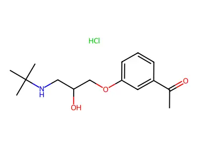 1-(3-(3-((1,1-Dimethylethyl)amino)-2-hydroxypropoxy)phenyl)ethanone hydrochloride structure
