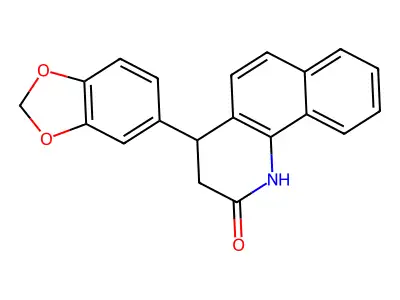 4-(1,3-benzodioxol-5-yl)-3,4-dihydrobenzo[h]quinolin-2(1H)-one structure