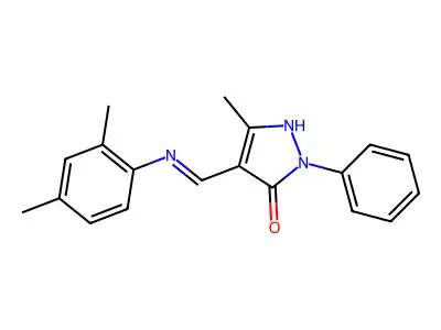 4-{[(2,4-dimethylphenyl)amino]methylene}-5-methyl-2-phenyl-2,4-dihydro-3H-pyrazol-3-one structure