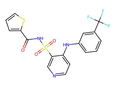 2-Thiophenecarboxamide, N-((4-((3-(trifluoromethyl)phenyl)amino)-3-pyridinyl)sulfonyl)- structure