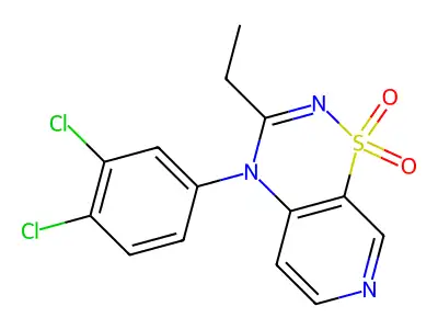 4H-Pyrido(4,3-e)-1,2,4-thiadiazine, 4-(3,4-dichlorophenyl)-3-ethyl-, 1,1-dioxide structure