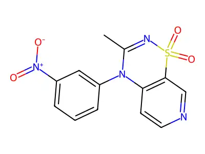 4H-Pyrido(4,3-e)-1,2,4-thiadiazine, 3-methyl-4-(3-nitrophenyl)-, 1,1-dioxide structure