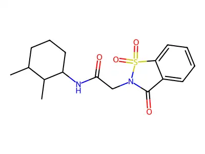 N-(2,3-dimethylcyclohexyl)-2-(1,1,3-trioxo-1,2-benzothiazol-2-yl)acetamide structure