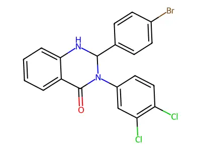 2-(4-Bromophenyl)-3-(3,4-dichlorophenyl)-1,2-dihydroquinazolin-4-one structure