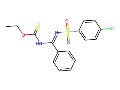((4-Chloro-benzenesulfonylimino)-phenyl-methyl)-thiocarbamic acid O-ethyl ester structure