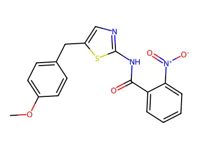 N-(5-(4-Methoxybenzyl)-1,3-thiazol-2-YL)-2-nitrobenzamide structure