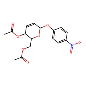 3-Acetoxy-3,6-dihydro-6-(4-nitrophenoxy)-2H-pyran-2-methanol acetate structure