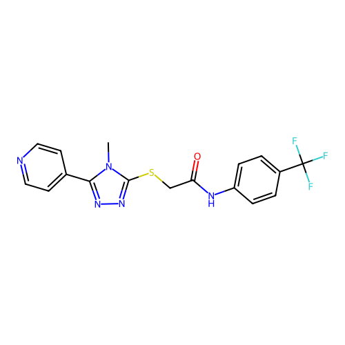 2-[(4-methyl-5-pyridin-4-yl-1,2,4-triazol-3-yl)sulfanyl]-N-[4-(trifluoromethyl)phenyl]acetamide structure