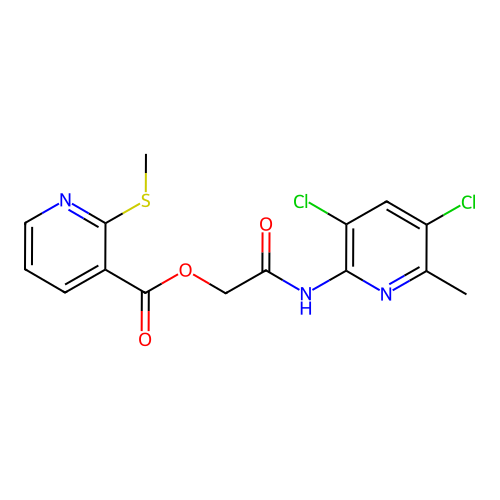 [2-[(3,5-dichloro-6-methylpyridin-2-yl)amino]-2-oxoethyl] 2-methylsulfanylpyridine-3-carboxylate structure