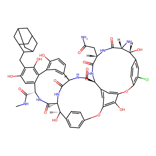 26-Methylamino carbonyl-29-(2-admantyl)methyleremomycin aglycone hexapeptide structure