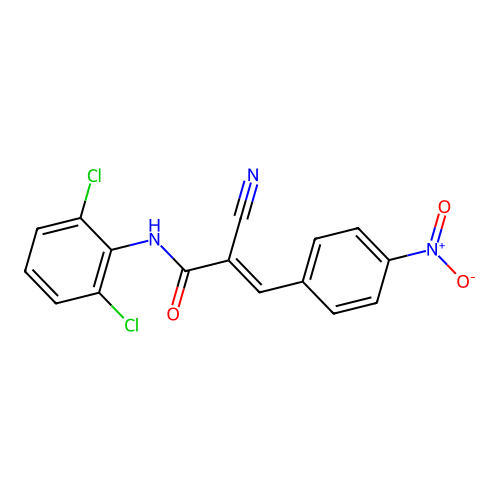 2-cyano-N-(2,6-dichlorophenyl)-3-(4-nitrophenyl)prop-2-enamide structure