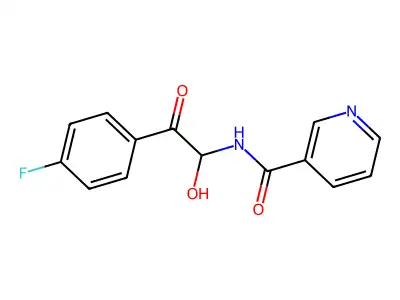 N-[2-(4-fluorophenyl)-1-hydroxy-2-oxoethyl]pyridine-3-carboxamide structure