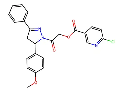 2-[5-(4-methoxyphenyl)-3-phenyl-4,5-dihydro-1H-pyrazol-1-yl]-2-oxoethyl 6-chloropyridine-3-carboxylate structure