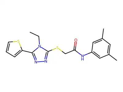 N-(3,5-dimethylphenyl)-2-{[4-ethyl-5-(thiophen-2-yl)-4H-1,2,4-triazol-3-yl]sulfanyl}acetamide structure