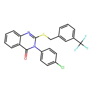 3-(4-Chlorophenyl)-2-((3-(trifluoromethyl)benzyl)thio)-4(3H)-quinazolinone structure