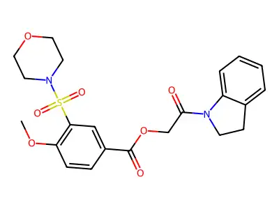 [2-(2,3-dihydroindol-1-yl)-2-oxoethyl] 4-methoxy-3-morpholin-4-ylsulfonylbenzoate structure