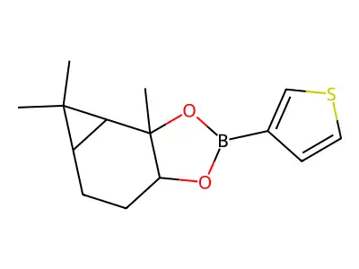 6,6,6b-trimethyl-2-thien-3-ylhexahydro-3aH-cyclopropa[e][1,3,2]benzodioxaborole structure
