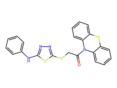 2-[(5-Anilino-1,3,4-thiadiazol-2-yl)sulfanyl]-1-phenothiazin-10-ylethanone structure