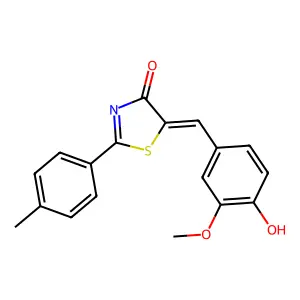5-(4-hydroxy-3-methoxybenzylidene)-2-(4-methylphenyl)-1,3-thiazol-4(5H)-one structure
