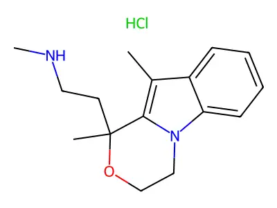 3,4-Dihydro-1,10-dimethyl-1-((2-methylamino)ethyl)-1H-(1,4)oxazino(4,3-a)indole, HBr structure