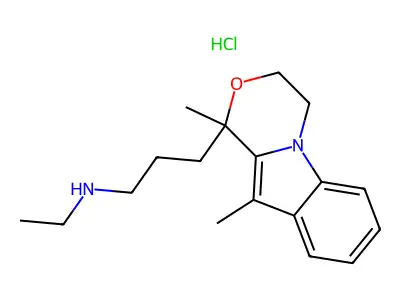 1H-(1,4)Oxazino(4,3-a)indole, 3,4-dihydro-1,10-dimethyl-1-((3-ethylamino)propyl)-, hydrochloride structure