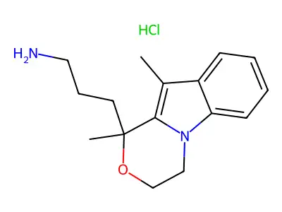 3,4-Dihydro-1,10-dimethyl-1-(3-aminopropyl)-1H-(1,4)oxazino(4,3-a)indole hydrochloride structure