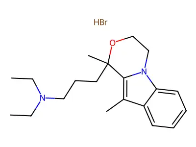 1H-(1,4)Oxazino(4,3-a)indole, 3,4-dihydro-1,10-dimethyl-1-((3-diethylamino)propyl)-, hydrobromide structure