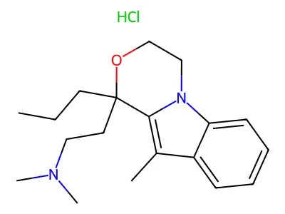 1H-(1,4)Oxazino(4,3-a)indole, 3,4-dihydro-1-((2-dimethylamino)ethyl)-10-methyl-1-propyl-, hydrochloride structure