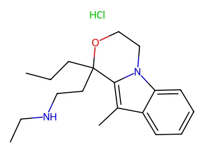 1H-(1,4)Oxazino(4,3-a)indole, 3,4-dihydro-1-((2-ethylamino)ethyl)-10-methyl-1-propyl-, hydrochloride structure